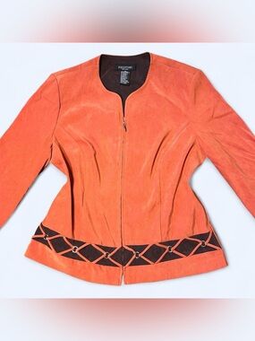 Y2K Grunge Orange Velour Jacket by Perceptions!